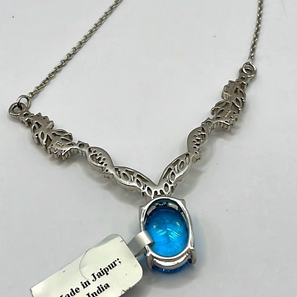 Swiss Blue Solitaire White Topaz Necklace Sterling Silver 925  NWT - Picture 7 of 8